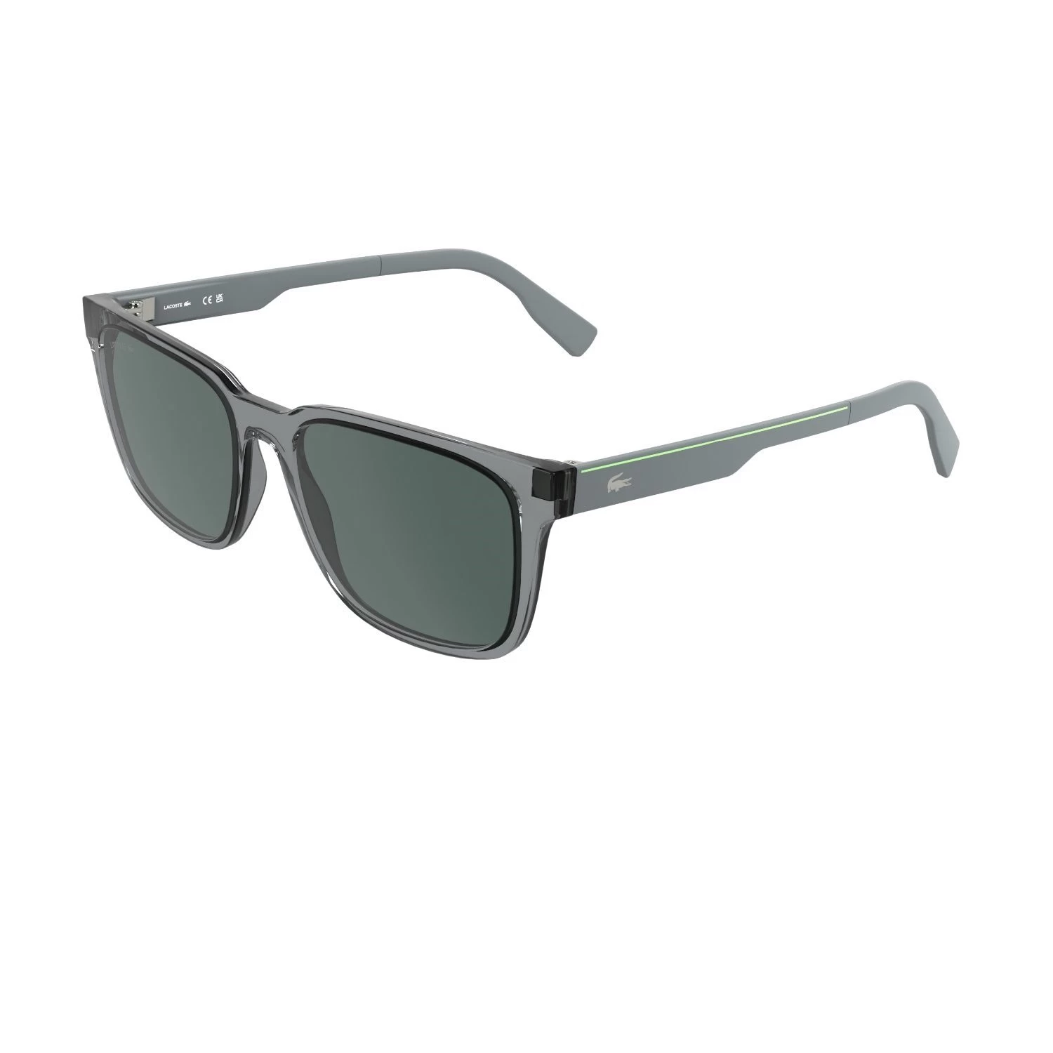 Lacoste L 6077S 035 55 Unisex Dikdörtgen Şeffaf Gri Kemik Güneş Gözlüğü