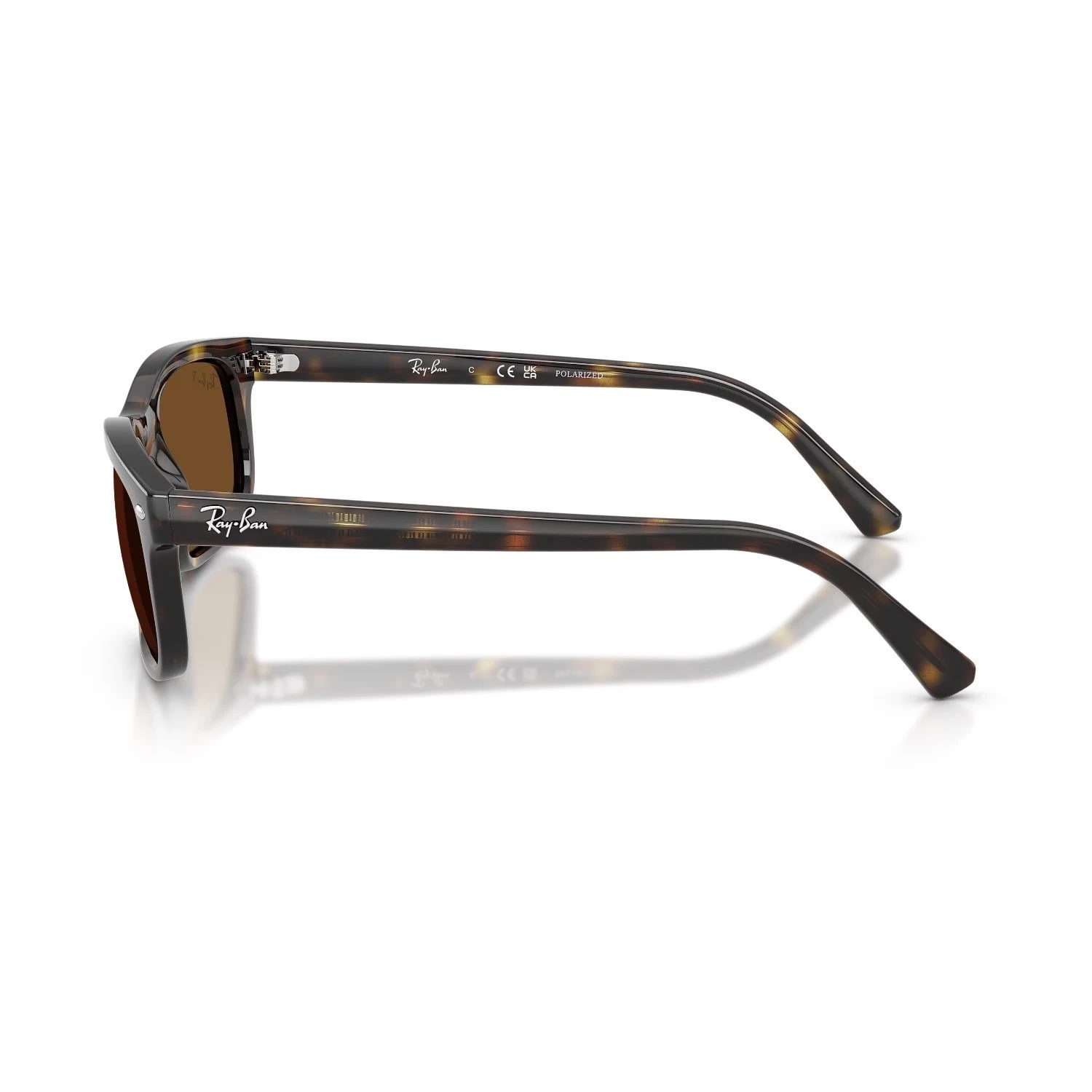 Ray-Ban Rb 2224 71057 57 Unisex Polarize Dikdörtgen Kırçıllı Kahverengi Kemik Güneş Gözlüğü