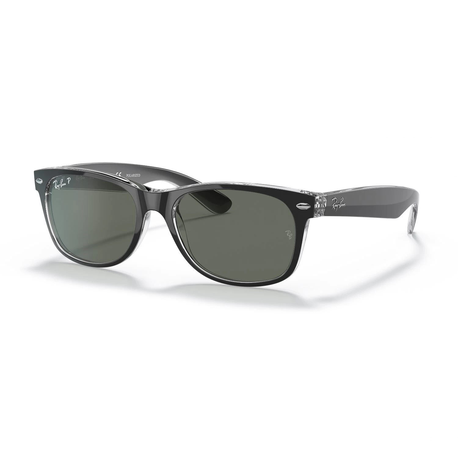 Ray-Ban Rb 2132 605258 55 New Wayfarer Unisex Polarize Kare Şeffaf Siyah Kemik Güneş Gözlüğü