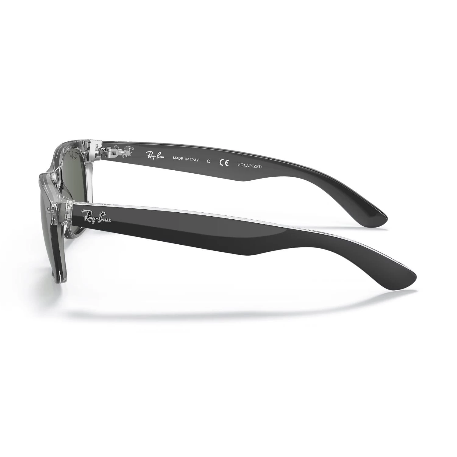 Ray-Ban Rb 2132 605258 55 New Wayfarer Unisex Polarize Kare Şeffaf Siyah Kemik Güneş Gözlüğü