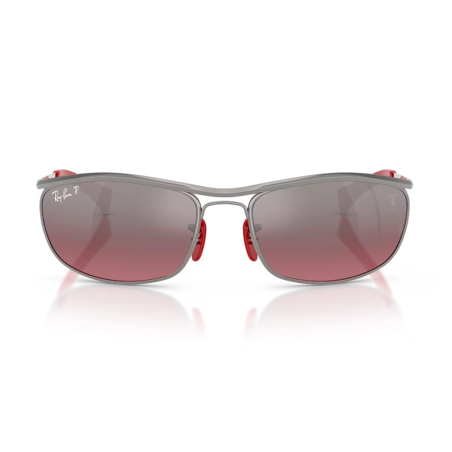 Ray-Ban Rb 3819M F0017A 62 Scuderia Ferrari Unisex Polarize Oval Gri Aynalı Metal Güneş Gözlüğü