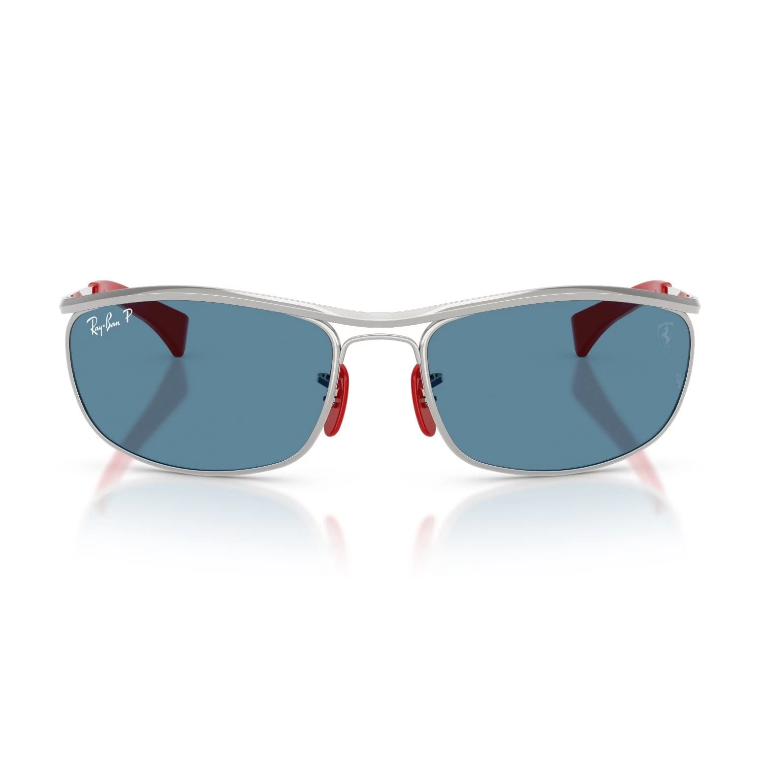 Ray-Ban Rb 3819M F007S2 62 Scuderia Ferrari Unisex Polarize Oval Gümüş Metal Güneş Gözlüğü