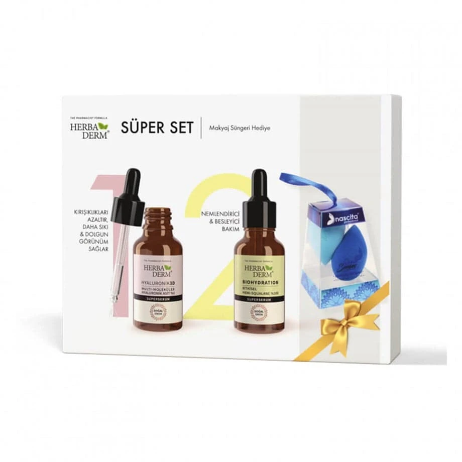 Herbaderm Süper Set Hyaluronik 3d + Bıohydratıon Serum Makyaj Süngeri Hediyeli