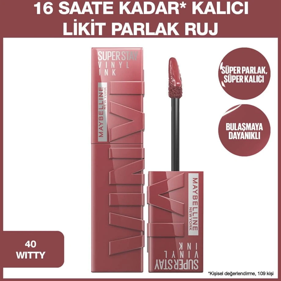 Maybelline New York Vinyl Ink Ruj - Witty 40