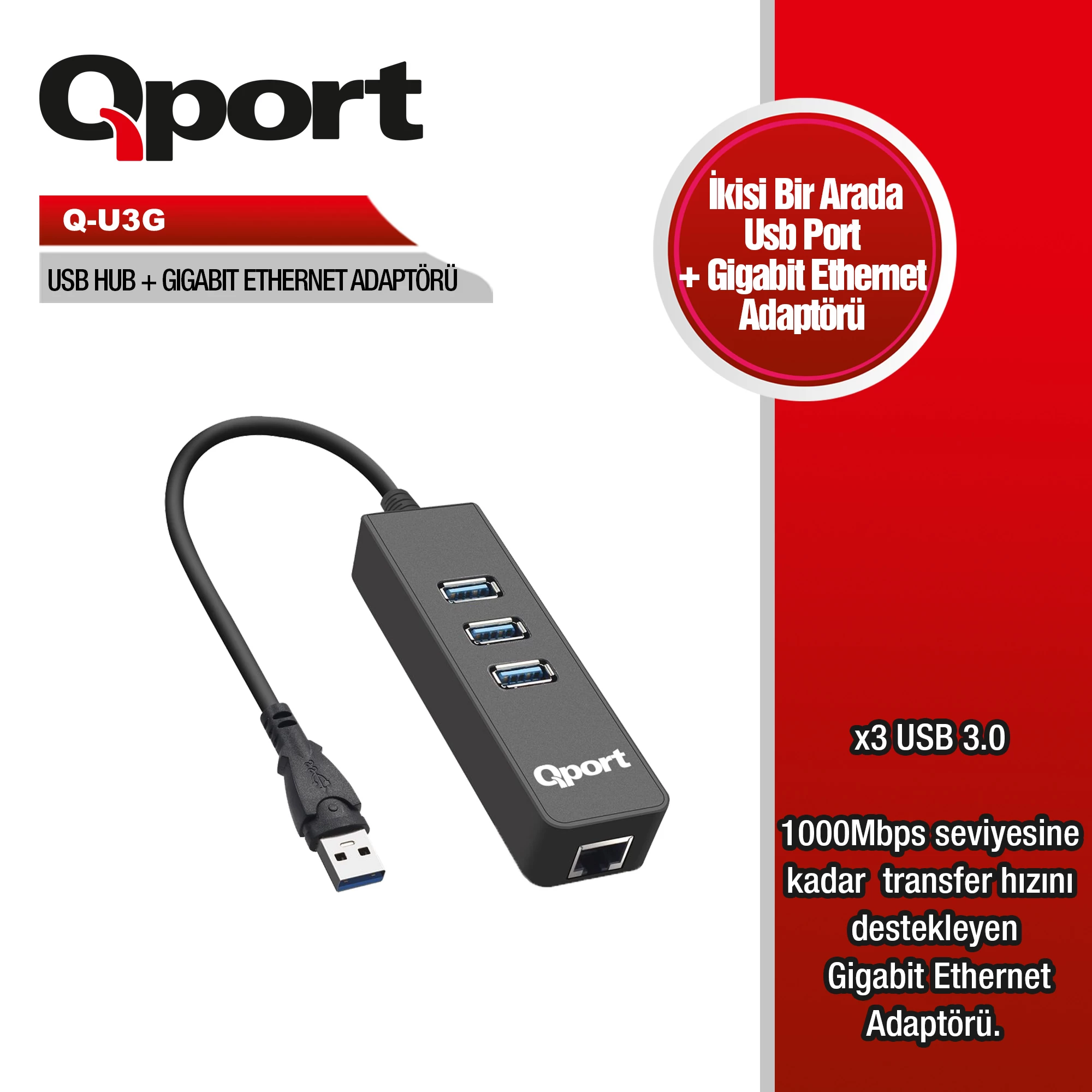 Qport Q-u3g Usb 3.0 Çoklayici/gigabit AdaptÖr