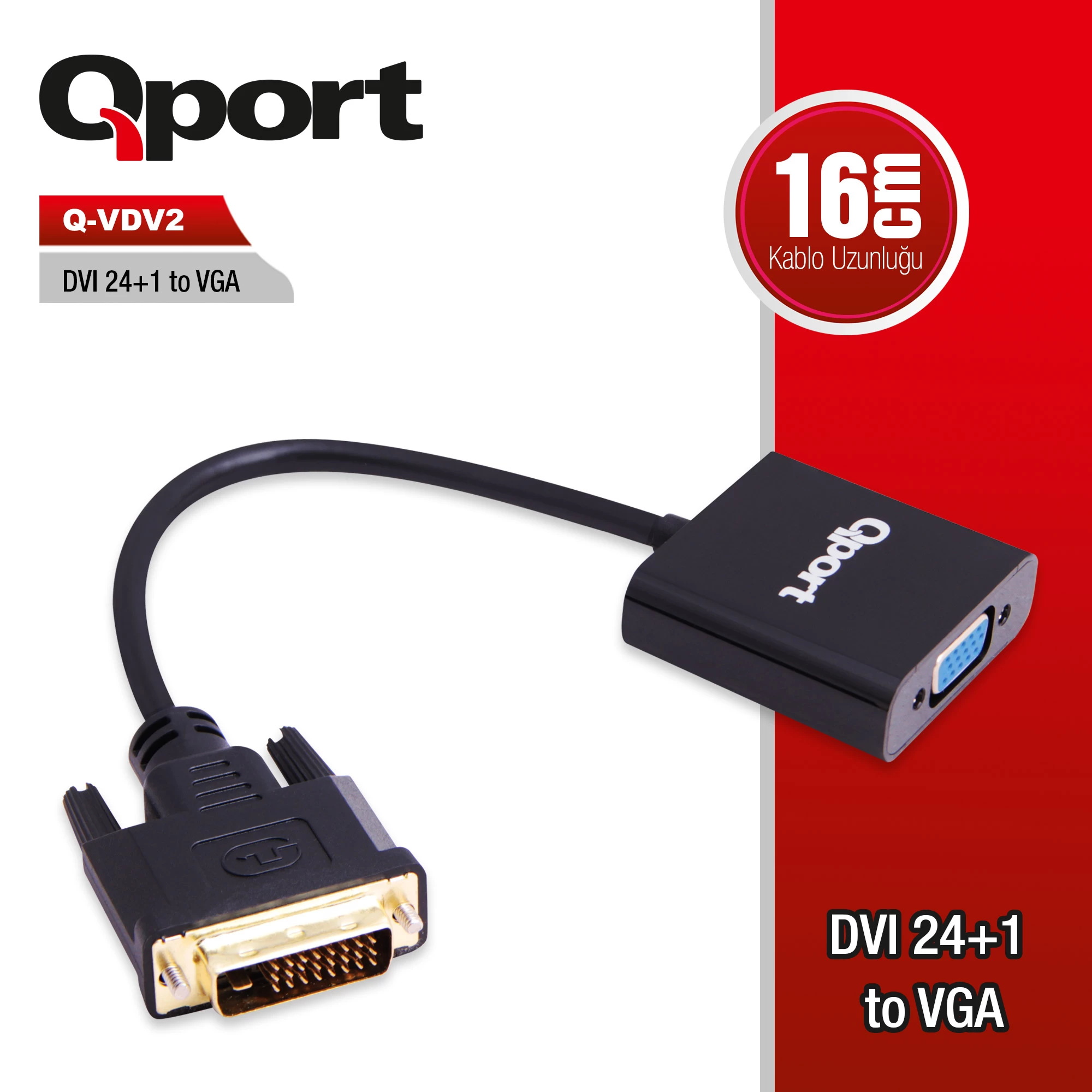 qport Q-vdv2 Dvi To Vga 24+1 Çevİrİcİ