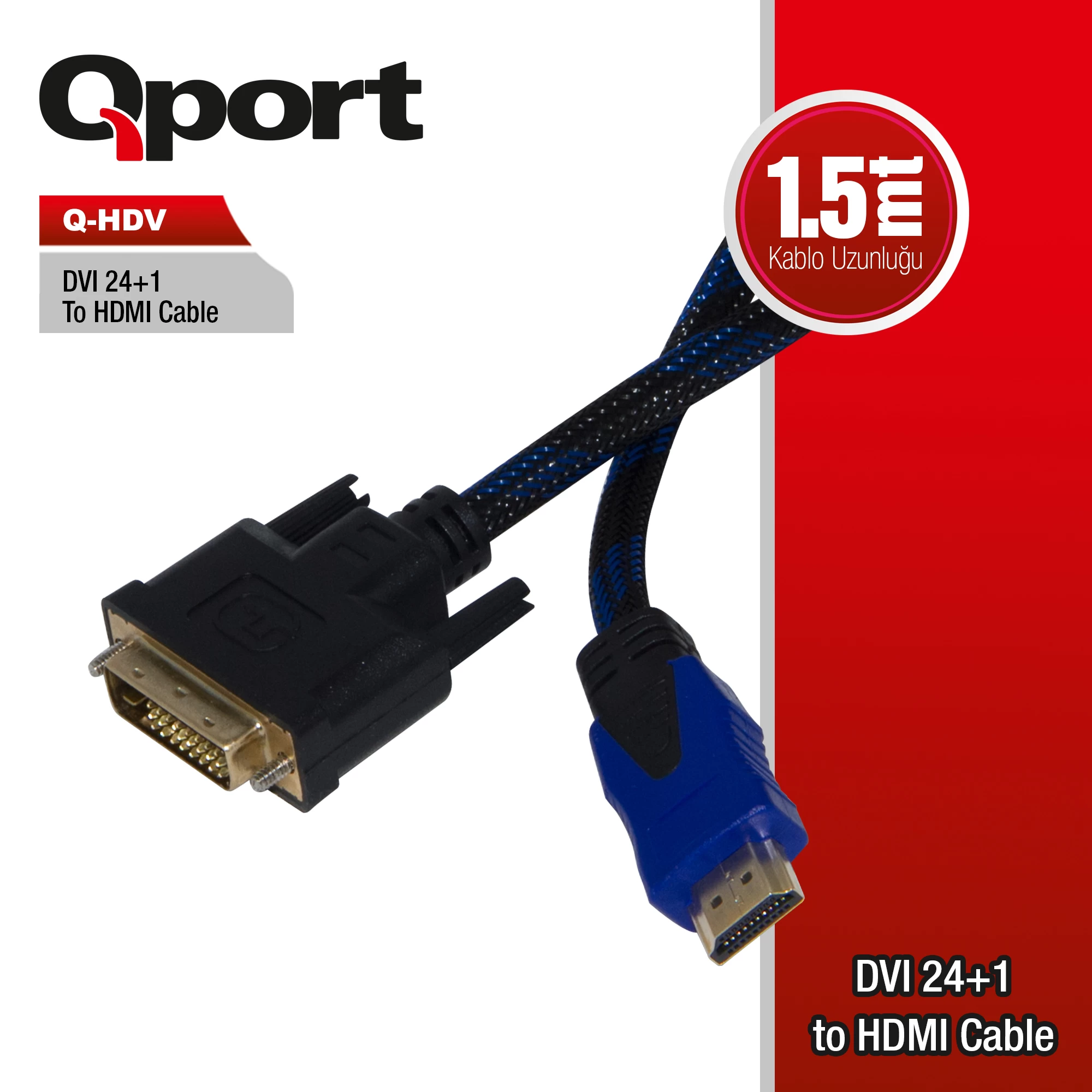 Qport Q-hdv Dvi To Hdmi 24+1 Converter Çevİrİcİ
