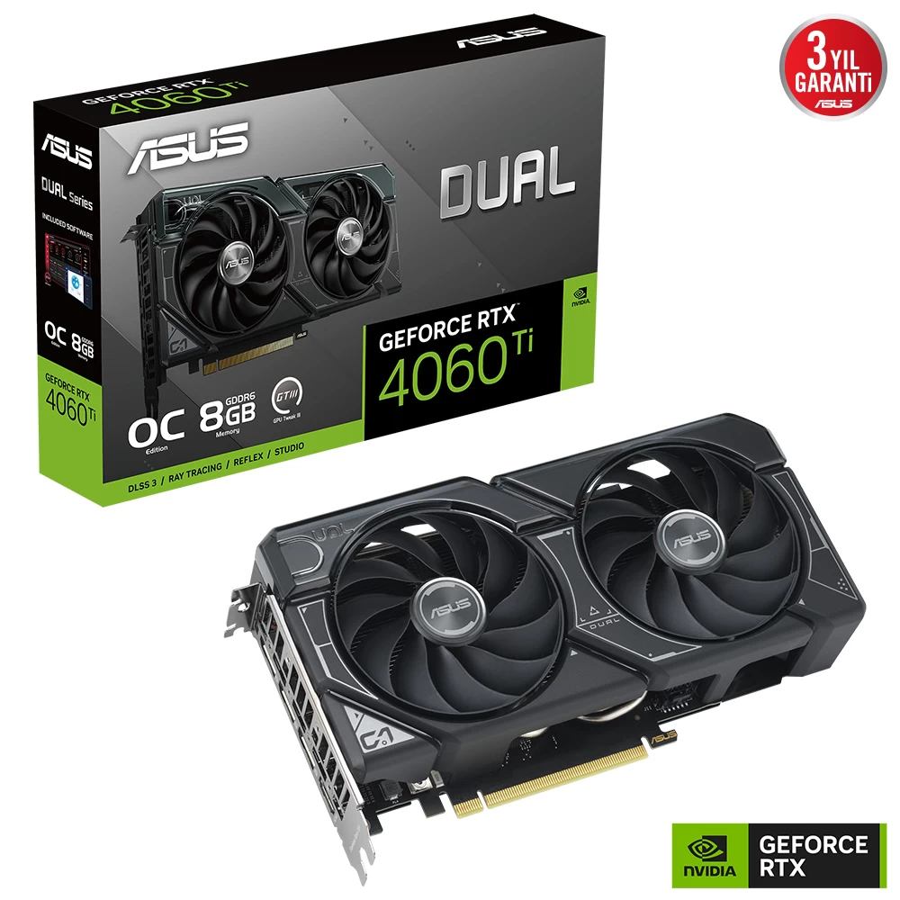 Asus Dual-rtx4060ti-o8g Oc 8gb Gddr6 Hdmi Dp 128bit