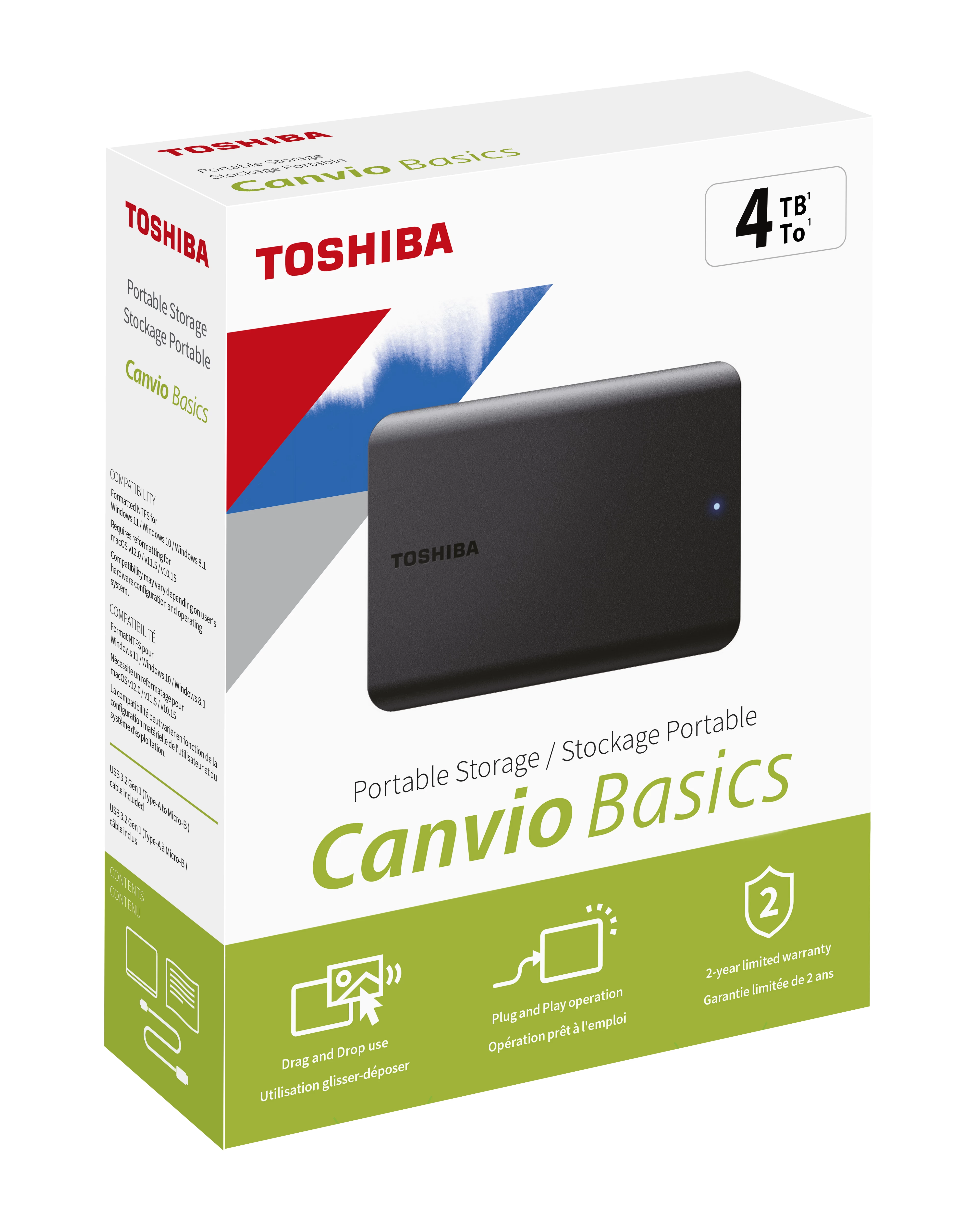 4tb Canvio Basics 2.5" Usb3.2 Toshiba Hdtb540ek3ca (usb2.0 Uyumlu)