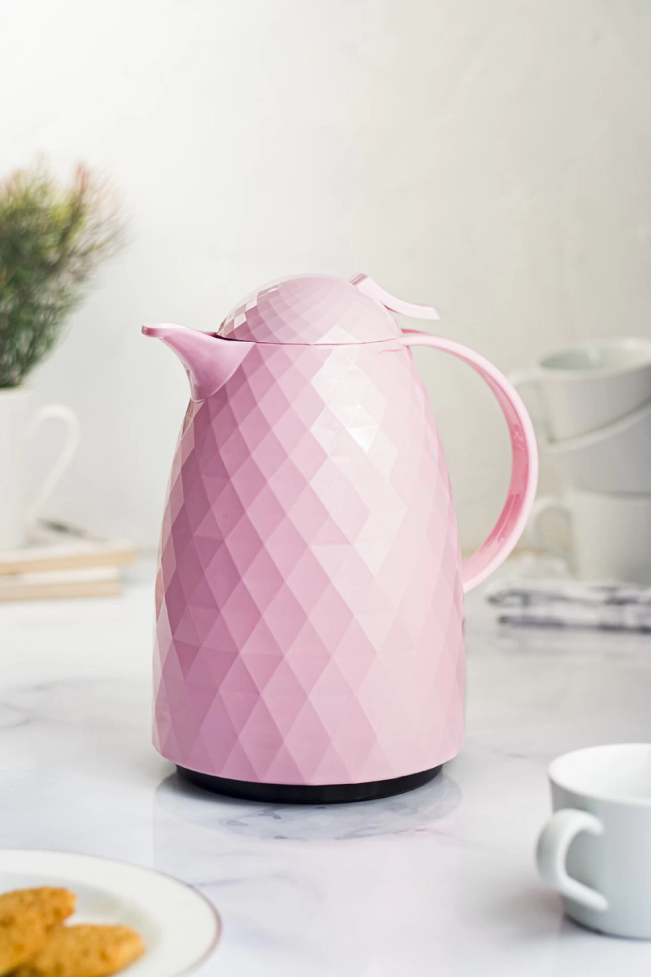 1 Lt Isı Yalıtımlı Çay Ve Soğuk Su Termosu Soft Pembe (12 Saat Sıcak Tutar& İçi Camdır)