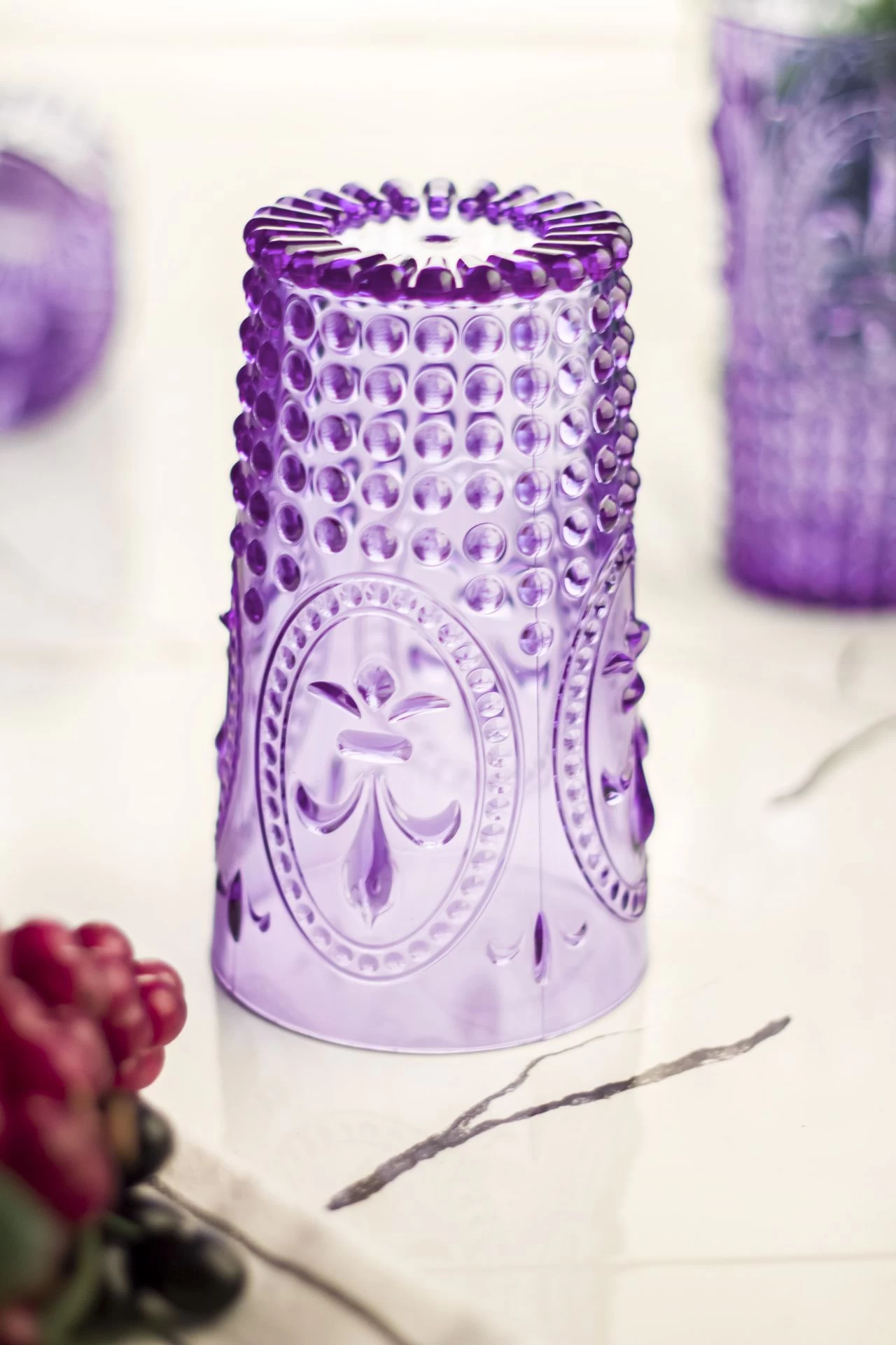 Akrilik Mor Tekli Uzun Bardak & Su Meşrubat Bardağı 750 Ml ( Büyük Boy & Cam Değildir )