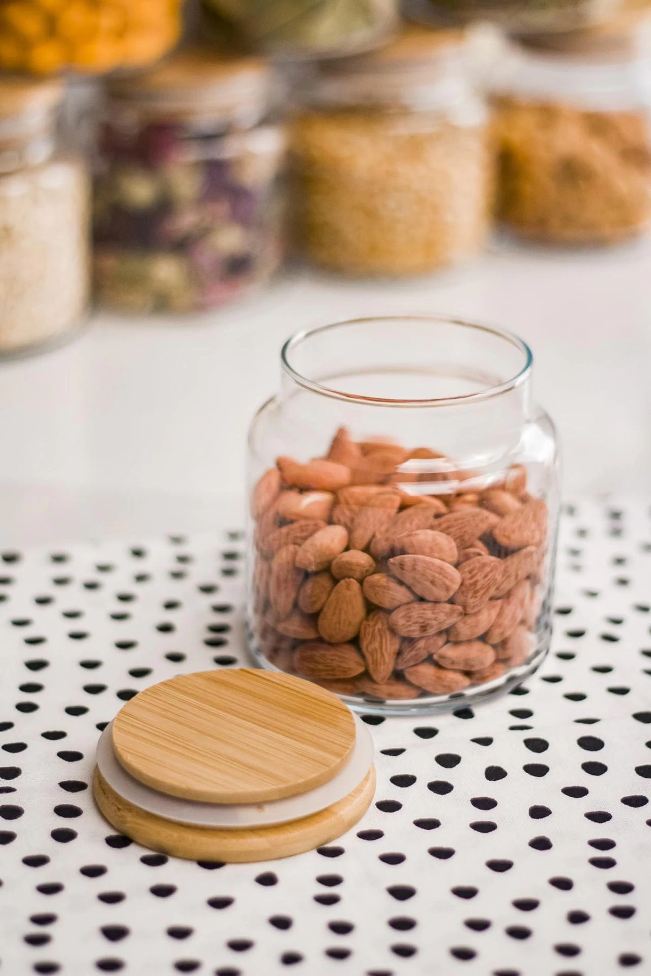 6 Lı Set Bambu Kapaklı Cam Kavanoz & Baharat Takımı & Baharatlık 500 Ml ( Vakum Kapak )