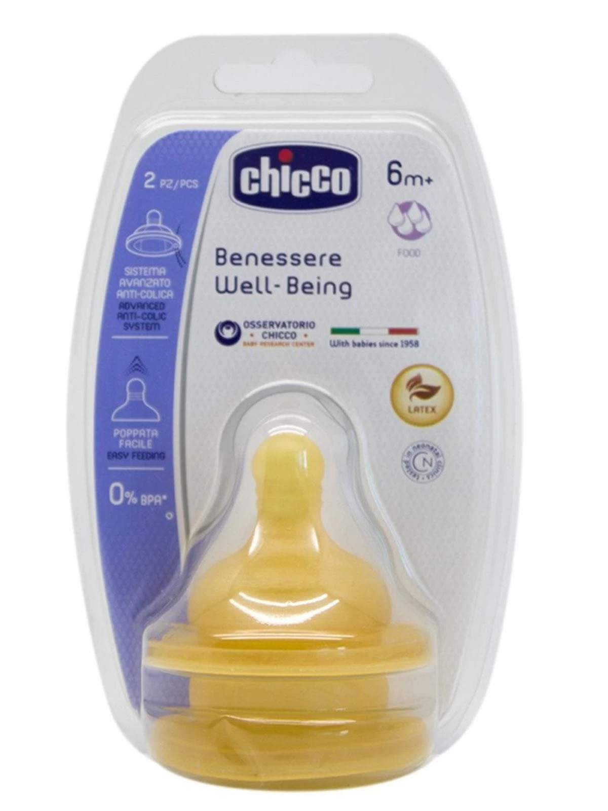 Chicco Biberon Emziği 6 Ay +mama Akış 2 Li Kauçuk