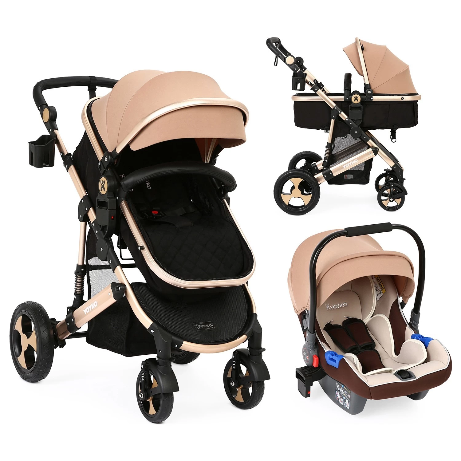 Yoyko Ultimate Travel Sistem Bebek Arabası 3 In 1 Coffee Rose