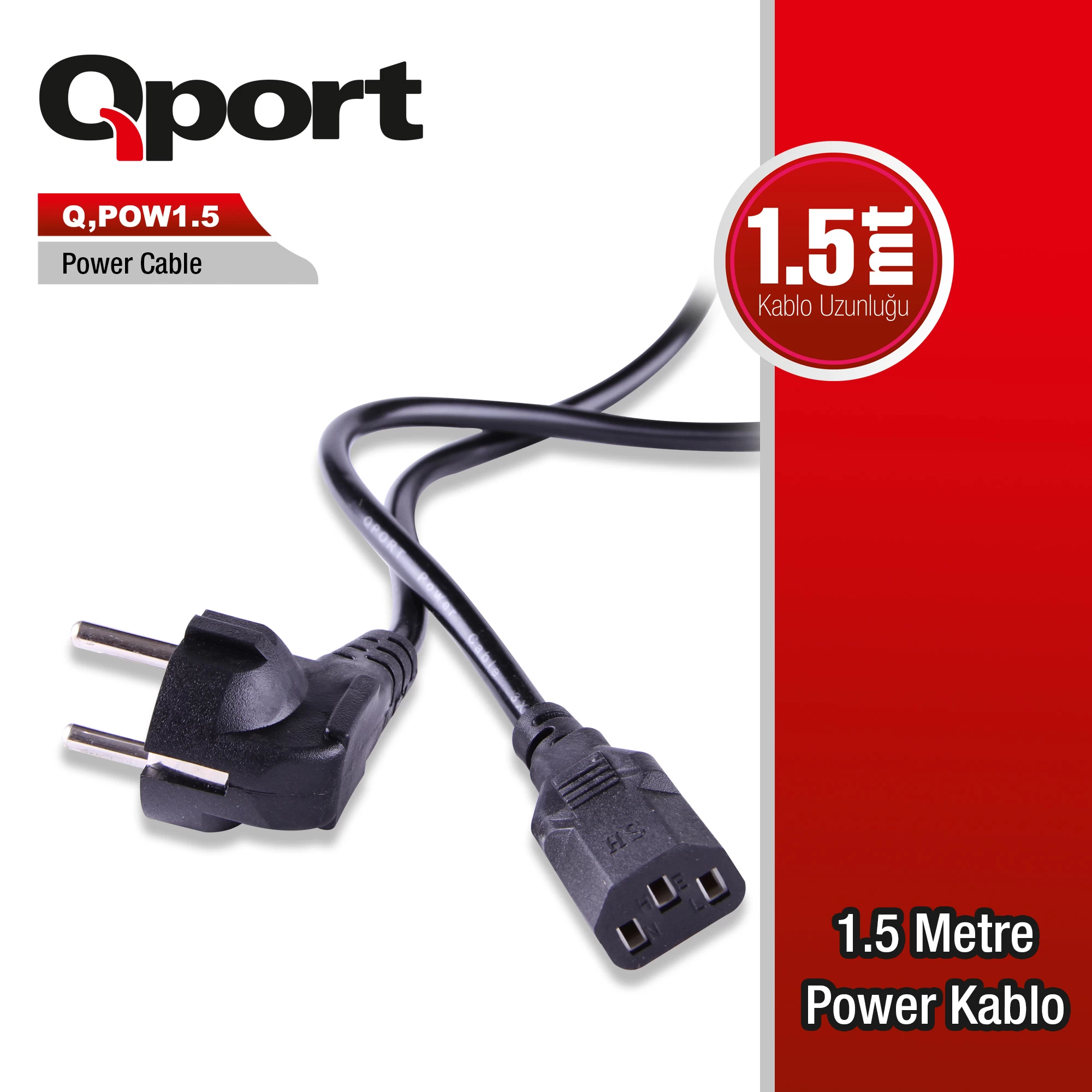 Qport Q-pow1.5 1.5 Metre Pc Power Kablosu