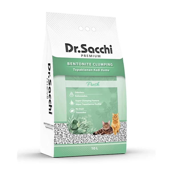 Dr.sacchi Süper Emici Fresh Topaklanan Bentonit Doğal Kedi Kumu 10 Lt