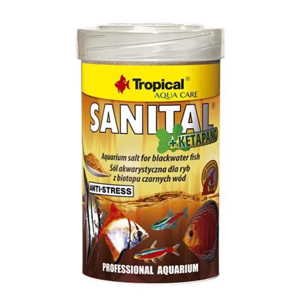 Tropical Sanital Ketapang Su Biyotopu Balıkları Için Akvaryum Tuzu Siyah 100 Ml 120 Gr
