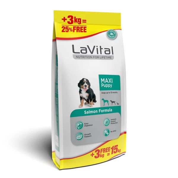 Lavital Büyük Irk Somonlu Yavru Köpek Maması 12+3 Kg