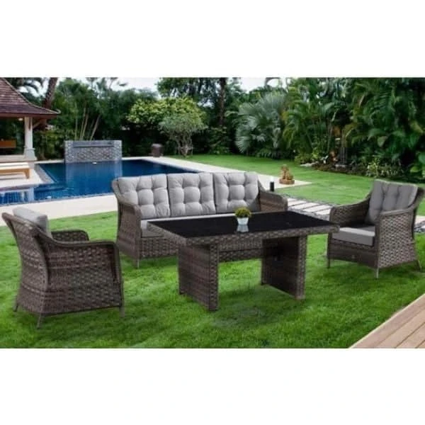 Loft 3’lü Masalı Bahçe Mobilyası Takımı Kahverengi