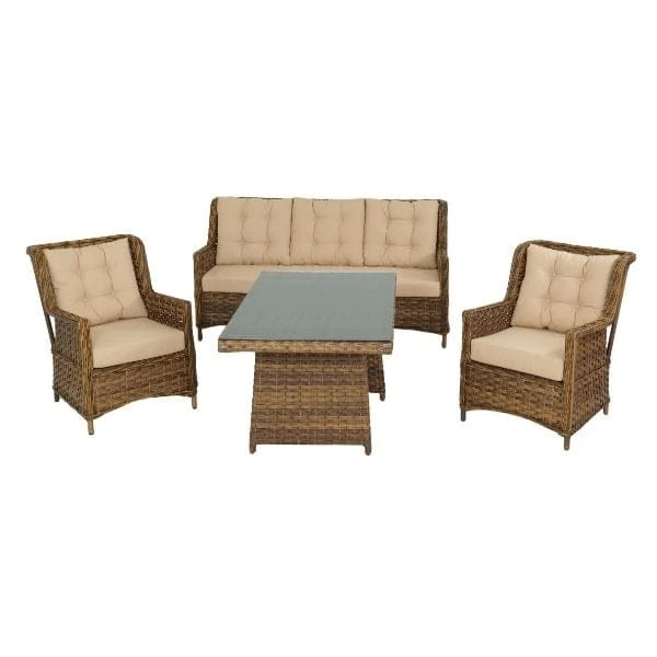 Baretta 3’lü Bahçe Mobilyası Takımı Kahverengi