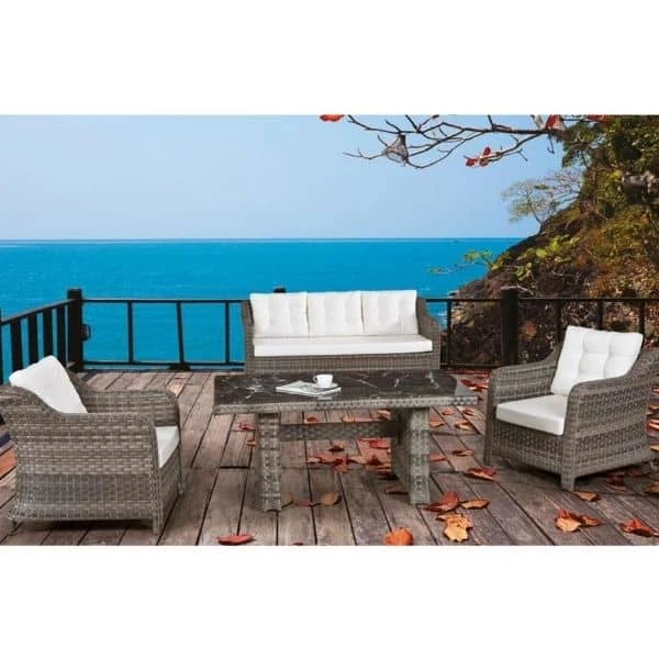 Miranda 3’lü Masalı Bahçe Mobilyası Takımı Krem