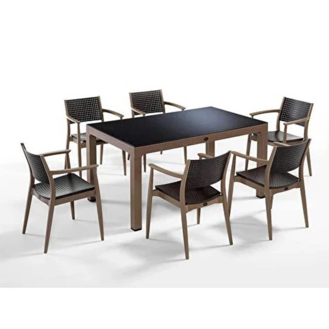 Seginus Çöl Kahve-kahve 6'lı Plastik Masa Sandalye Takımı