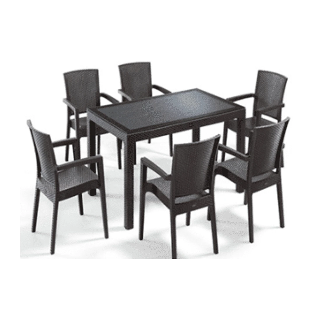 Liverno Kahve 6'lı Plastik Masa Sandalye Takımı