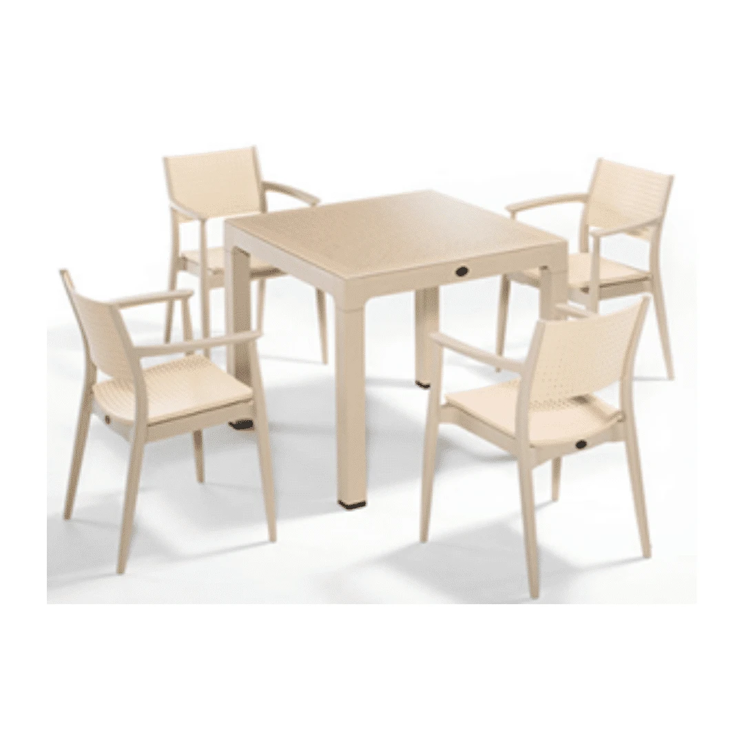 Seginus Cappucino-fildişi 4'lü Plastik Masa Sandalye Takımı