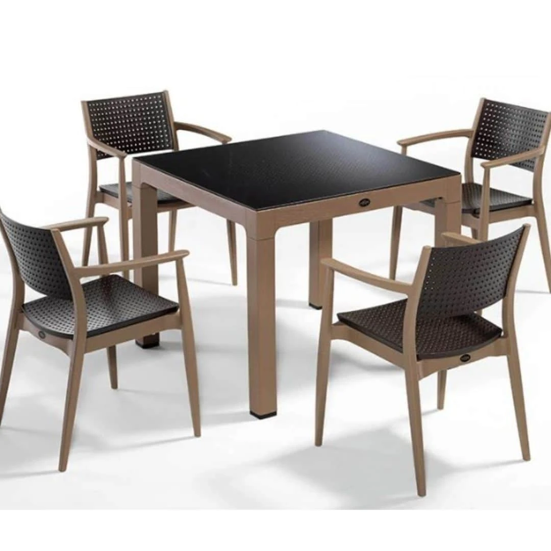 Seginus Çöl Kahve-kahve 4'lü Plastik Masa Sandalye Takımı