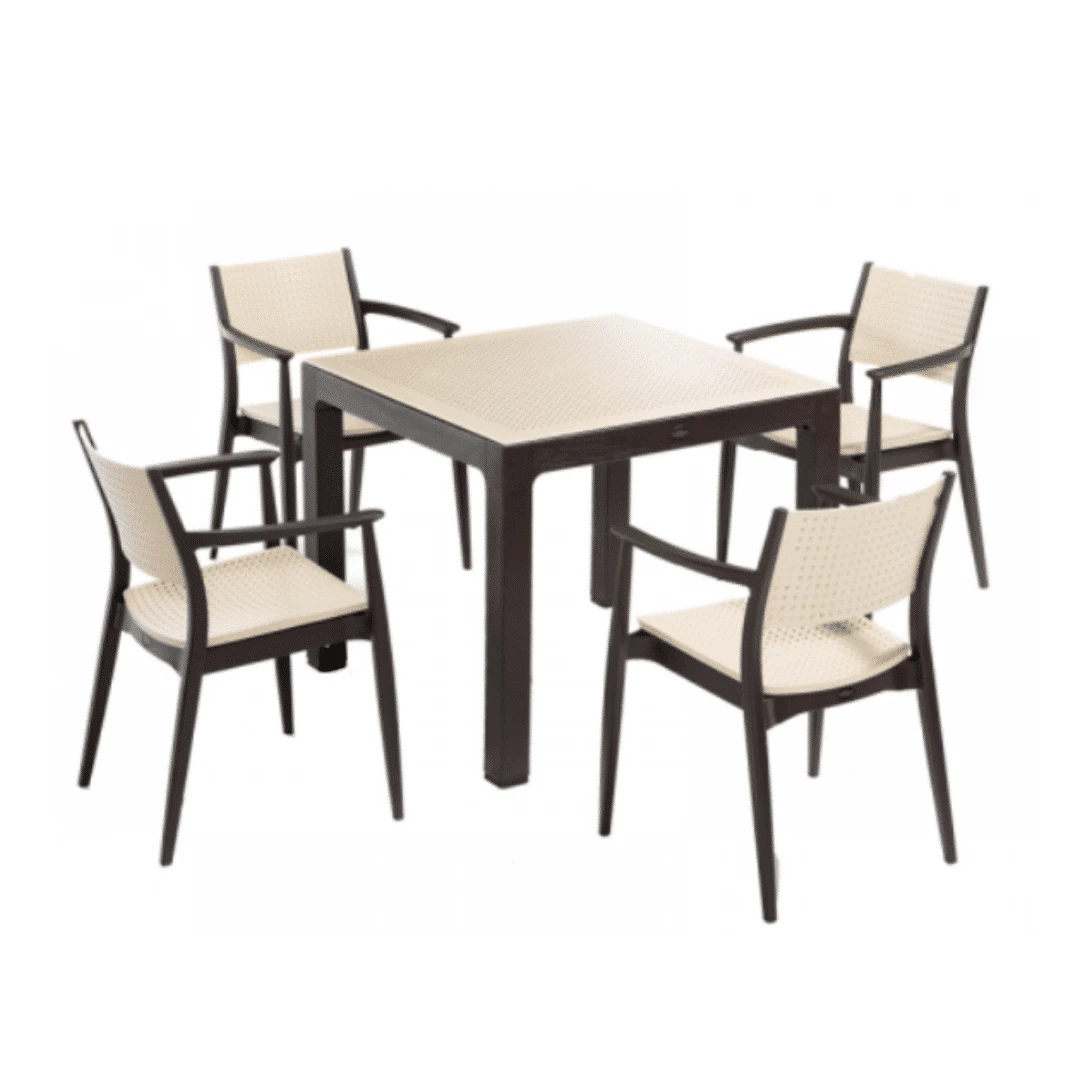 Seginus Kahve-cappucino 4'lü Plastik Masa Sandalye Takımı