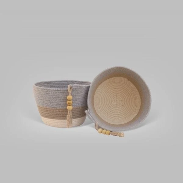 A48 Çizgili Sepet - Mavi - Bej