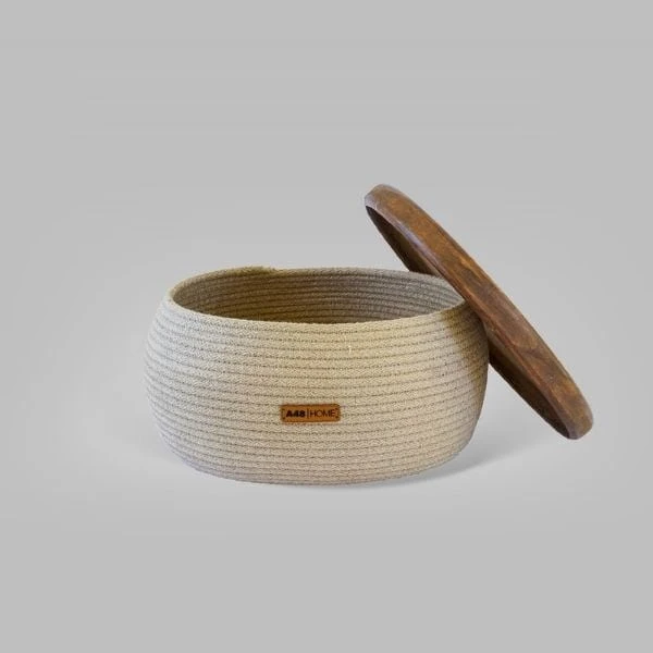A48 Ahşap Krem Sepet M