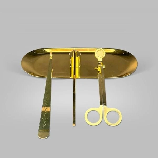 A48 Mum Kesme Fitil Düzeltici Ve Mum Söndürücü Set (gold)