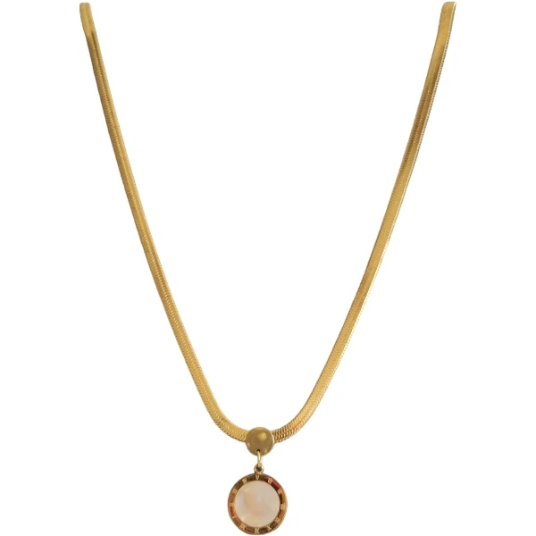 Italy Zincir Sedef Yuvarlak Çelik Kolye