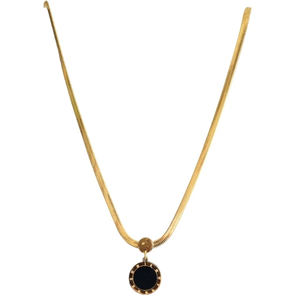 Italy Zincir Siyah Yuvarlak Uç Çelik Kolye