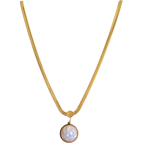 Italy Zincir Top Sedef Çelik Kolye