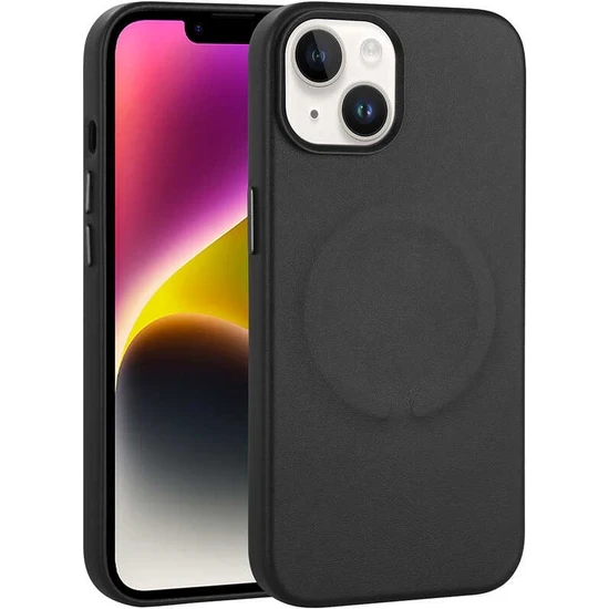 Apple Iphone 14 Kılıf Pu Deri Magsafe Wireless Şarj Özellikli Deri Kapak