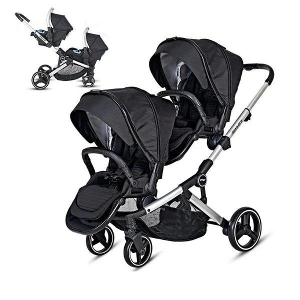 Prego İbiza Pro Travel Sistem İkiz Bebek Arabası Siyah