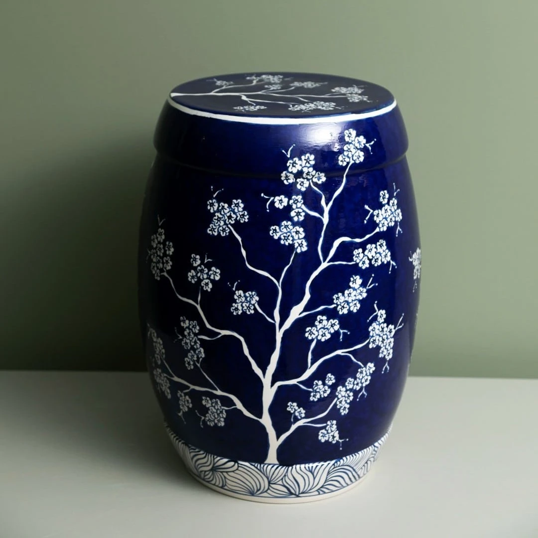 Bahar Dalı Tabure Sehpa Seramik Aksesuar