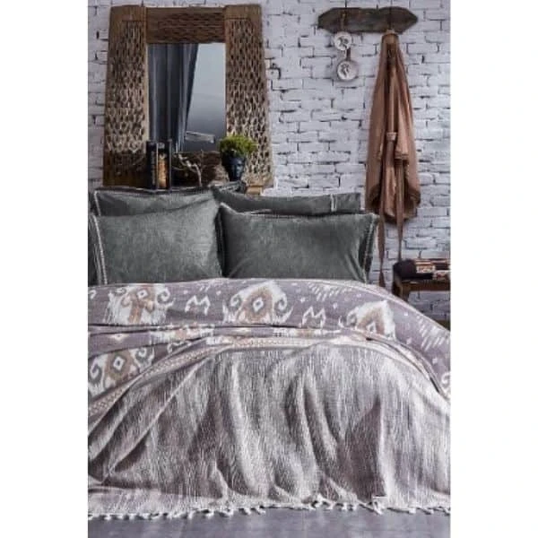 Evin Peştemal Yatak Örtüsü 240x260 Cm Kahverengi