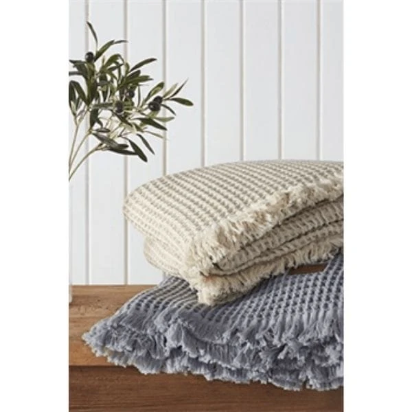 Seren Çift Kişilik Pike Örtüsü 100 Organik Pamuk Melanj Antrasit 220x240 Cm Antrasit