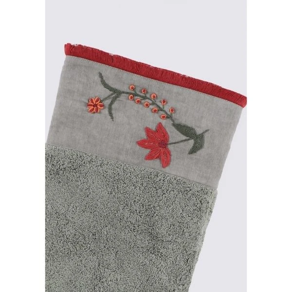 Lyra Banyo Havlusu %100 Organik Pamuk El Nakışlı Yeşil 80×150 Cm