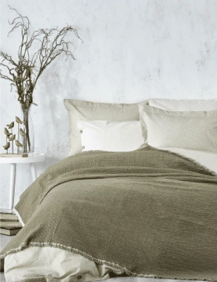 Melina İnject Yatak Örtüsü Yeşil-bej 180x240 Cm