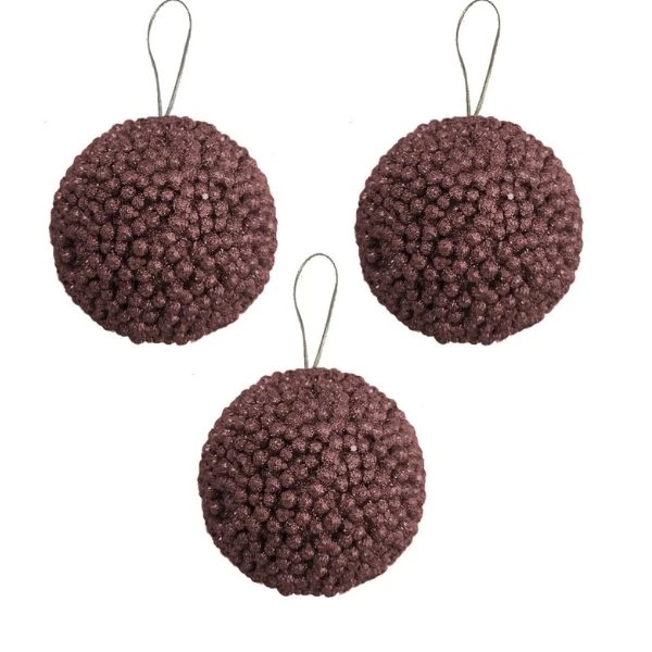 Kikajoy Kahverengi Lüks Yılbaşı Ağacı Süsleme Topları 8 Cm 3'lü - 2005920-7