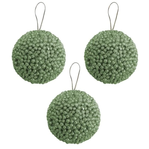 Kikajoy Mint Yeşili Lüks Yılbaşı Ağacı Süsleme Topları 8 Cm 3'lü - 2005920-4