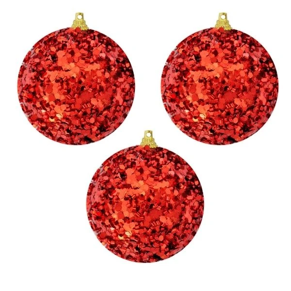 Kikajoy Kırmızı Pullu Lüks Yılbaşı Ağacı Süsleme Topları 8 Cm - 2006365-k