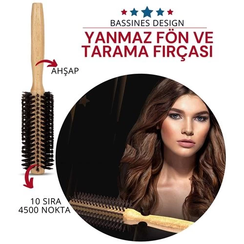 Transformacion 6 Adet Bassines Ahşap 10 Sıra 4500 Nokta Yanmaz Fön Ve Tarama Fırçası