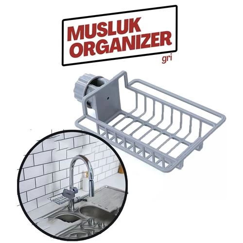 Transformacion 12+2 Adet Patrisha Musluk Organizeri Mutfak Banyo Duş Grİ