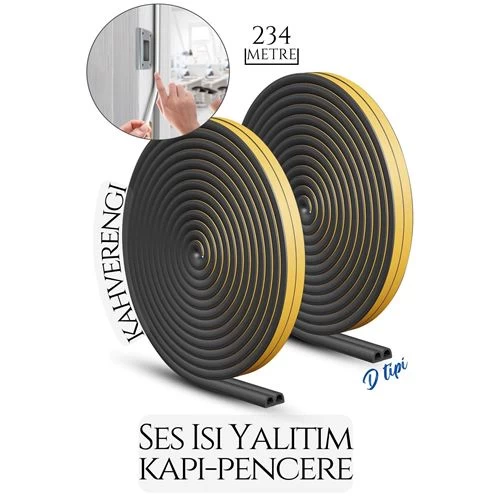 Transformacion 150+84 Metre D Tip Kapı Pencere Ses Isı Yalıtım Bandı Epdm Kauçuk