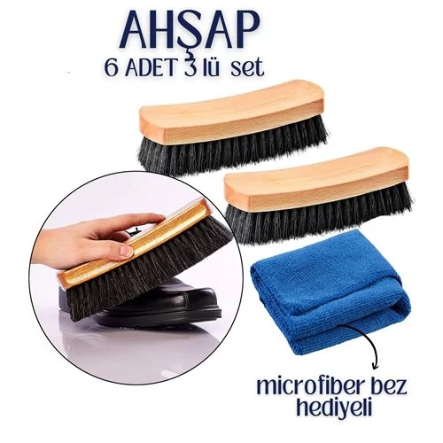Transformacion 6 Adet  3 Lü Set Ayakkabı Fırçası Bezli